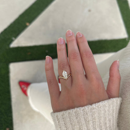 Marquise Cut Solitaire on V Band  Lindsey Leigh Jewelry.