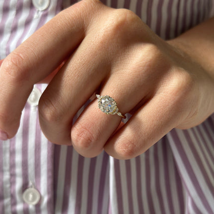 Lindsey Leigh Jewelry Old European Cut Center Stone With Petite Marquise Side Stones Lifestyle 3