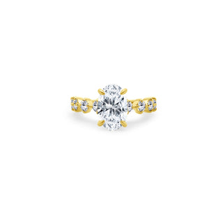 Lindsey Leigh Jewelry Oval Cut Solitaire on Round Diamond Band
