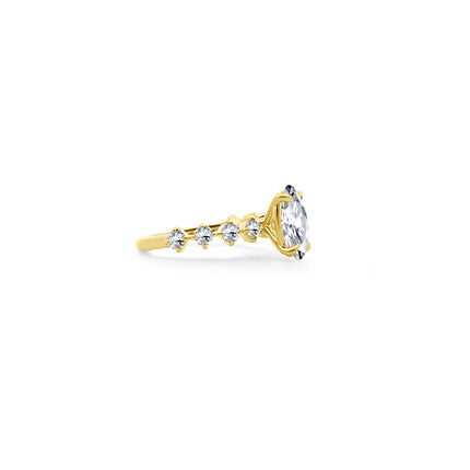 Lindsey Leigh Jewelry Oval Cut Solitaire on Round Diamond Band Side
