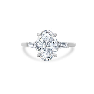 Lindsey Leigh Jewelry Oval Cut with Tapered Baguette Cut Side Stones
