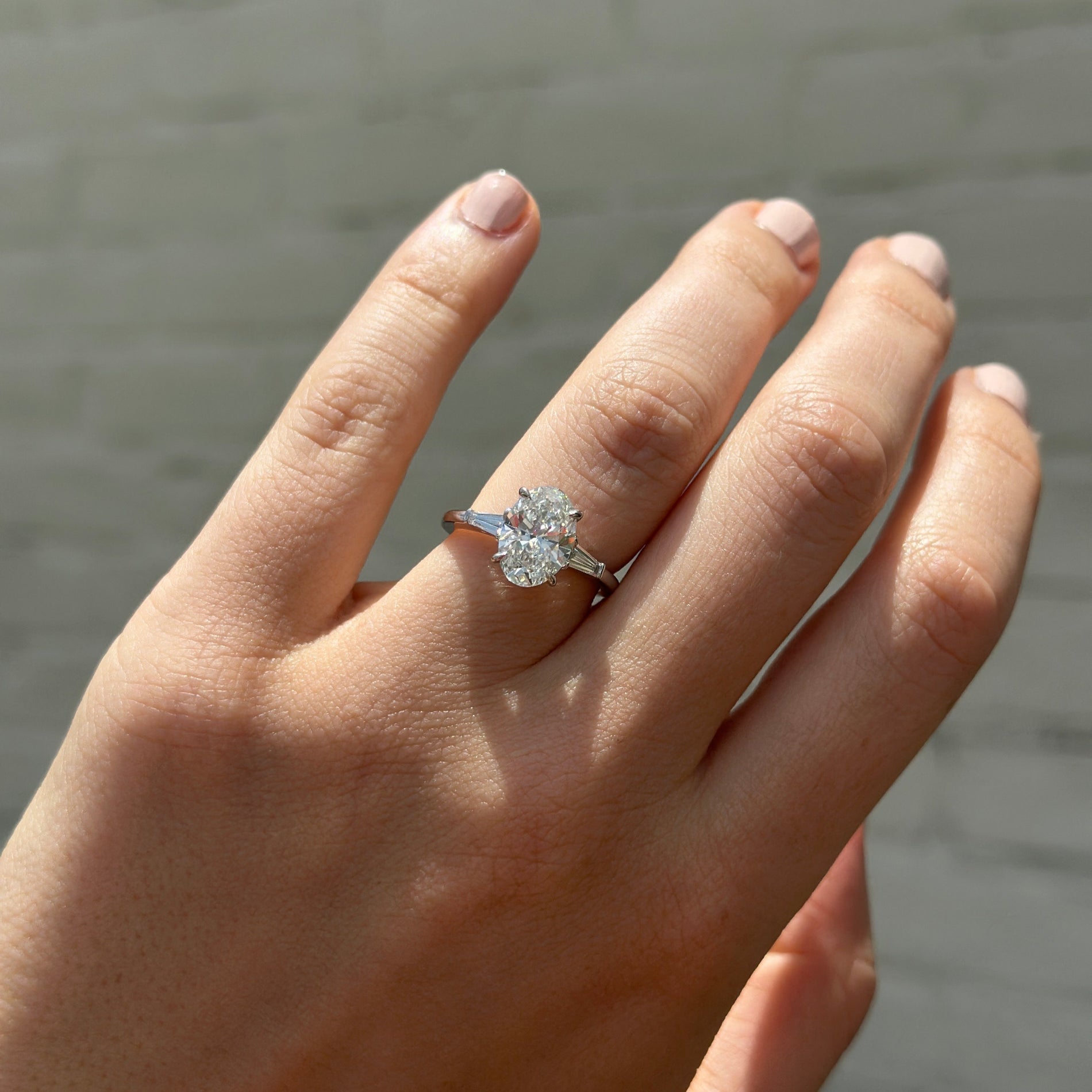 Cut Diamond Oval Diamond Ring With Baguettes Oval Cut With Tapered