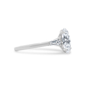 Lindsey Leigh Jewelry Oval Cut with Tapered Baguette Cut Side Stones Side
