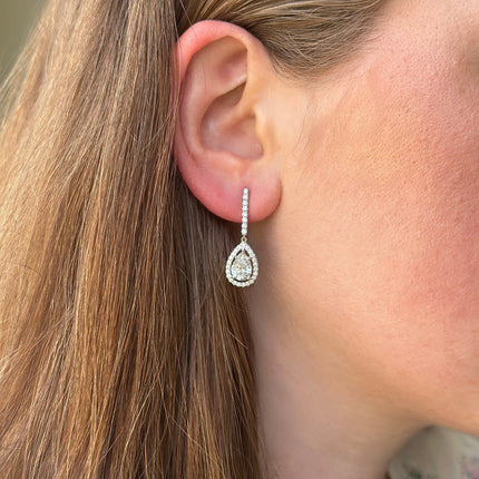 Lindsey Leigh Jewelry Pear Halo Drop Earrings 