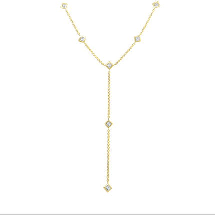 Lindsey Leigh Jewelry Princess Cut Bezel Diamond Lariat