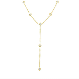 Lindsey Leigh Jewelry Princess Cut Bezel Diamond Lariat
