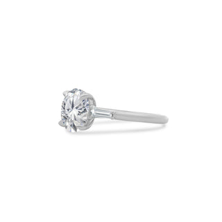Round with Tapered Baguette Cut Side Stones  Lindsey Leigh Jewelry.
