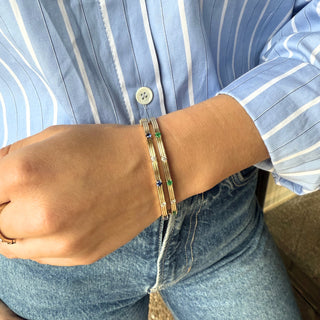 Triple Row Diamond & Gemstone Station Bangle  Lindsey Leigh Jewelry.
