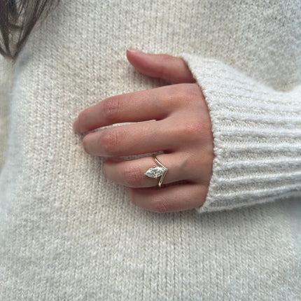 Marquise Cut Solitaire on V Band  Lindsey Leigh Jewelry.