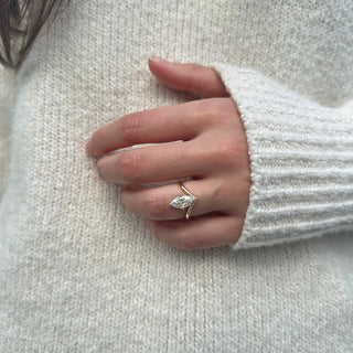 Marquise Cut Solitaire on V Band  Lindsey Leigh Jewelry.
