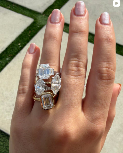 East West Bezel Set Emerald Cut Solitaire – Lindsey Leigh Jewelry