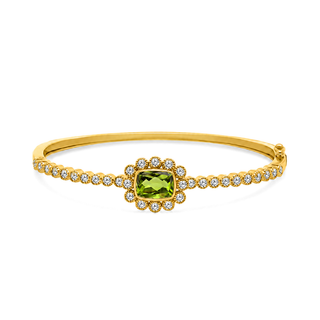 Gemstone & Diamond Milgrain Halo Bangle
