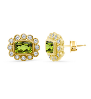 Gemstone & Diamond Milgrain Halo Earrings
