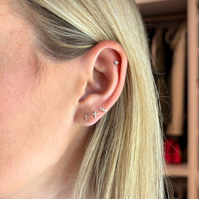 Mini Pave Cross Stud Lifestyle 