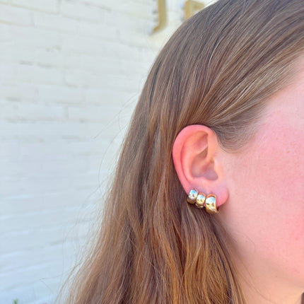 Mini reversible thick gold huggies 