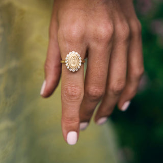 Miraculous Medal Diamond Ring   Lindsey Leigh Jewelry, Houston TX
