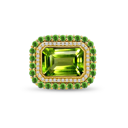 Nicole Peridot and Green Tourmaline Gemstone Ring