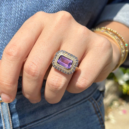Nicole Amethyst and Alexandrite Gemstone Ring Lifestyle 1