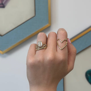 North South Bezel Set Emerald Cut Solitaire  Lindsey Leigh Jewelry.
