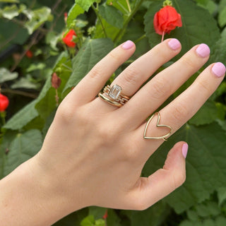 North South Bezel Set Emerald Cut Solitaire  Lindsey Leigh Jewelry.
