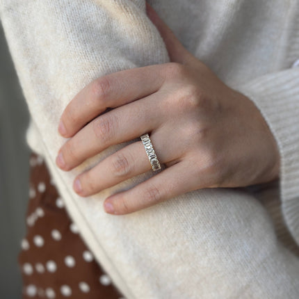 North South Emerald Cut Diamond Band Lifestyle