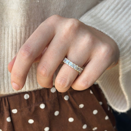 North South Emerald Cut Diamond Band Lifestyle 1