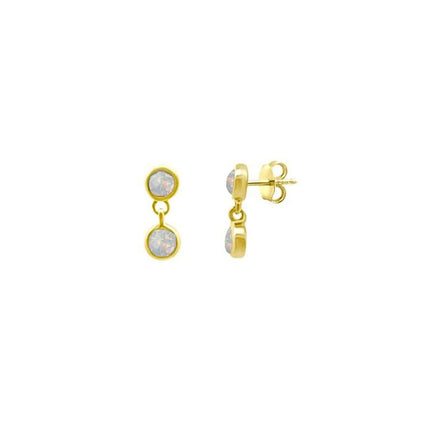 Opal Bezel Drop Stud - Lindsey Leigh Jewelry, Houston, TX