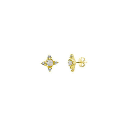 Opal and Diamond Blossom Stud - Lindsey Leigh Jewelry, Houston, TX