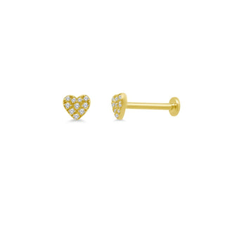 Pave Diamond Heart Flatback Stud
