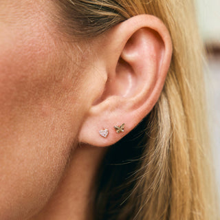 Pave Diamond Heart Flatback Stud
