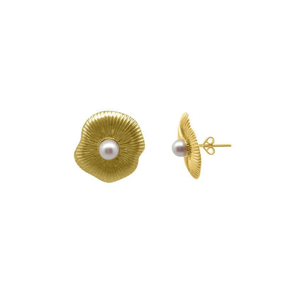 Pearl Lily Pad Earrings