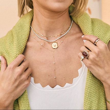 Pearl Lily Pad Necklace Lifestyle 2