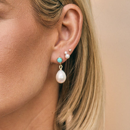Pearl and Turquoise Drop Earrings