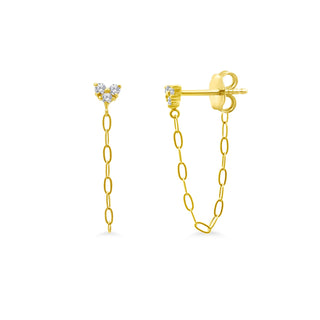 Petite Diamond Heart Paperclip Chain Stud   Lindsey Leigh Jewelry
