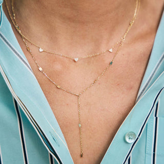 Petite Diamond Heart Station Necklace

