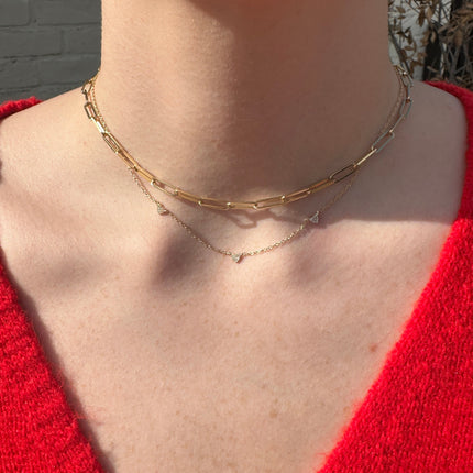 Petite Diamond Heart Station Necklace Lifestyle 2