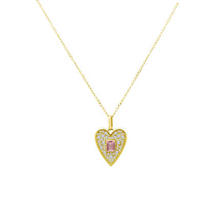 Pink Sapphire and Diamond Heart Necklace - Lindsey Leigh Jewelry, Houston, TX
