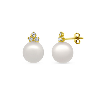 Pearl and Small Diamond Trio Studs
