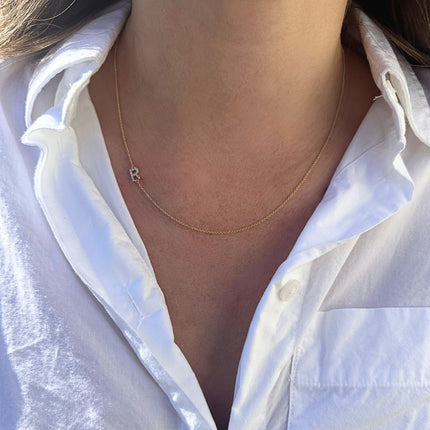 Diamond Asymmetrical "R" Necklace