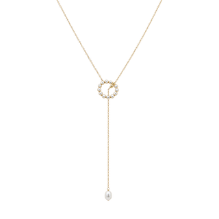 Open Circle Pearl Lariat
