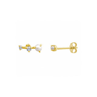 Graduated Pearl and Diamond Stud
