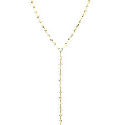 Alternating Scattered Diamond Bar Lariat