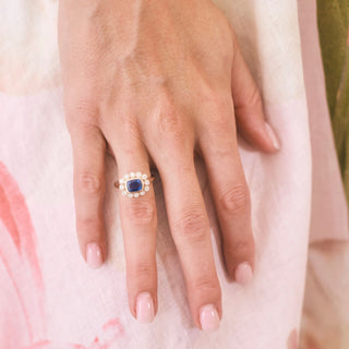 Gemstone & Diamond Milgrain Halo Ring
