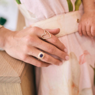 Gemstone & Diamond Milgrain Halo Ring
