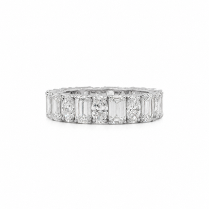 Alternating Emerald Cut and Oval Diamond Eternity Band