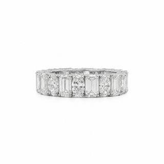 Alternating Emerald Cut and Oval Diamond Eternity Band
