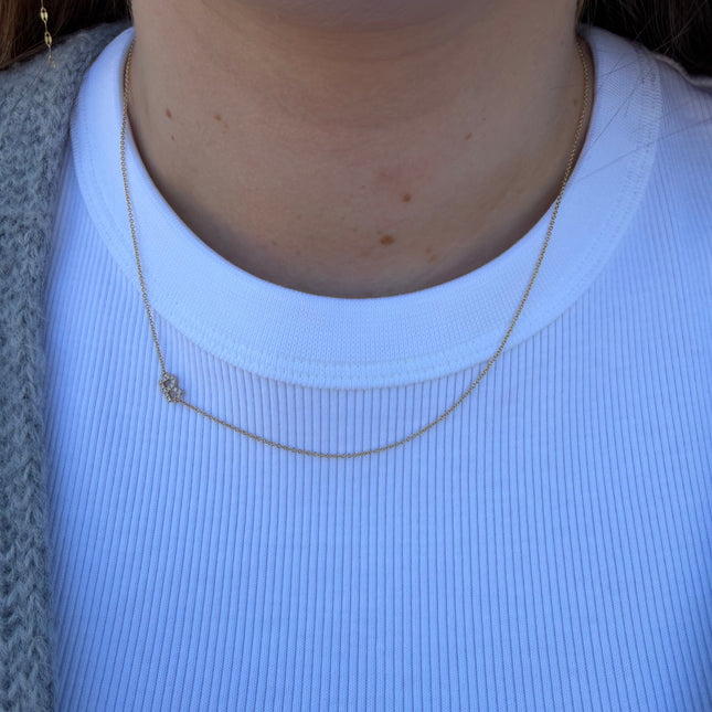 "R" Diamond Asymmetrical Initial Necklace