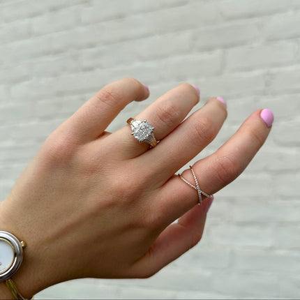 Cushion Cut Diamond With Tapered Baguette Side Stones  Lindsey Leigh Jewelry.