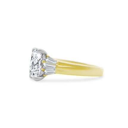 Cushion Cut Diamond With Tapered Baguette Side Stones  Lindsey Leigh Jewelry.