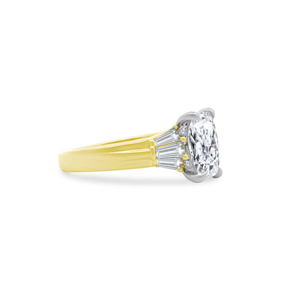 Cushion Cut Diamond With Tapered Baguette Side Stones  Lindsey Leigh Jewelry.